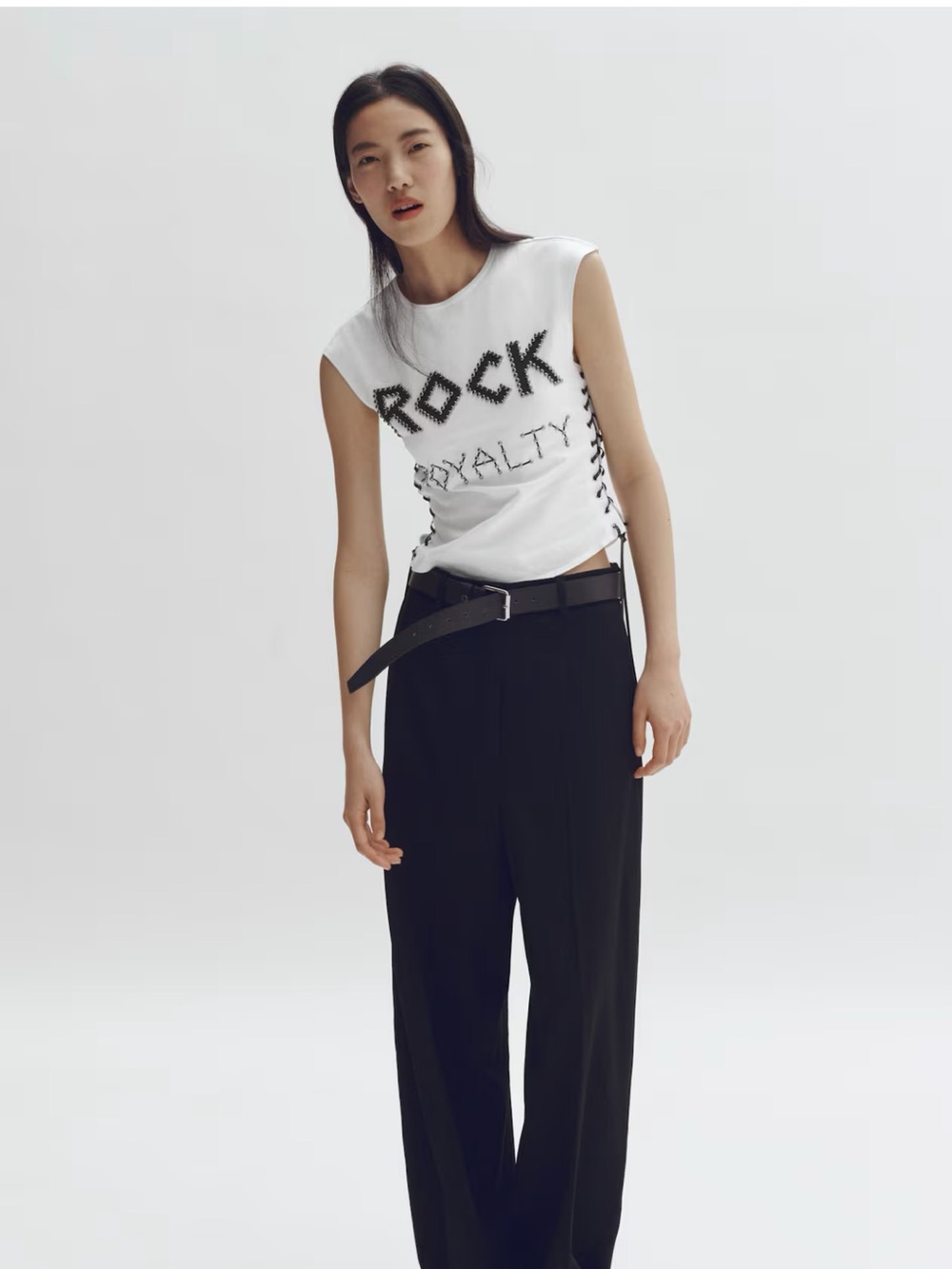 Stella McCartney White Tank Top with Black 'ROCK ROYALTY' Embroidery - Picture 2 of 2